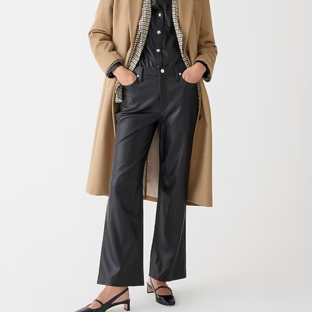 J. Crew Boot Cut Faux Leather Black Pants